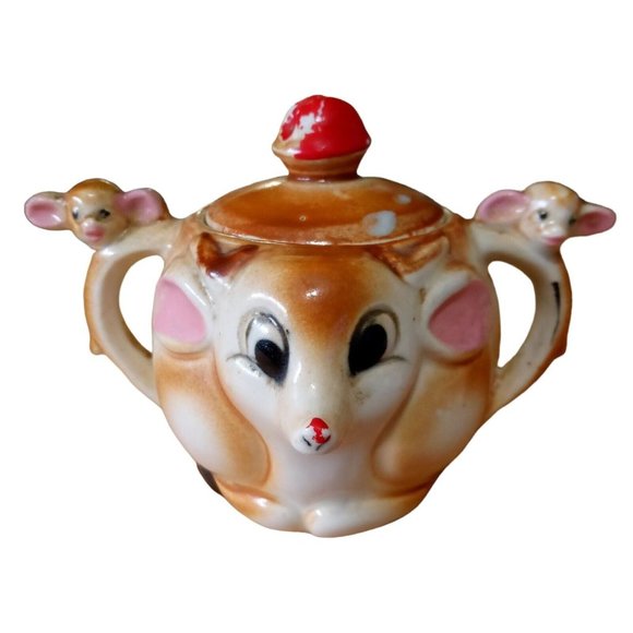 Vintage Ceramic Deer Tea Set Teapot Creamer Sugar Japan Bambi - Picture 11 of 15